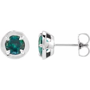 Platinum Lab-Grown Alexandrite Stud Earrings