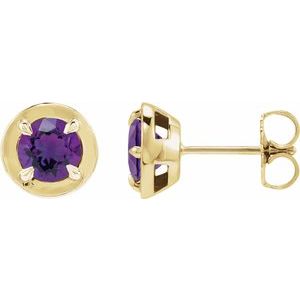 Round 4-Prong Claw Bezel-Style Stud Earrings