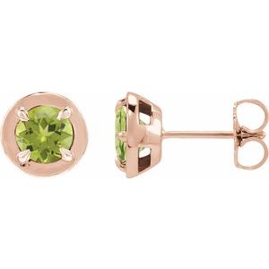 14K Rose Gold Natural Peridot Stud Earrings