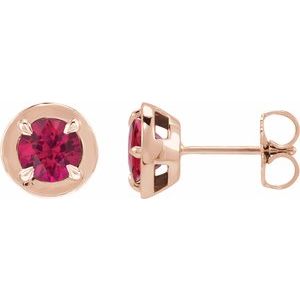 14K Rose Gold Lab-Grown Ruby Stud Earrings