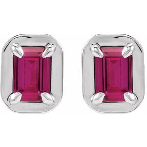 Platinum Lab-Grown Ruby Stud Earrings – image 2