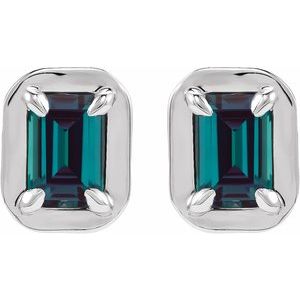 Platinum Lab-Grown Alexandrite Stud Earrings