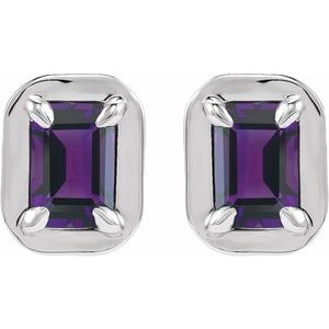 14K White Gold Natural Amethyst Stud Earrings – image 2