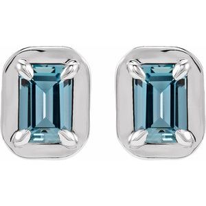 14K White Gold Natural Aquamarine Stud Earrings – image 2