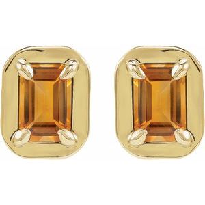 14K Yellow Gold Natural Citrine Stud Earrings – image 2