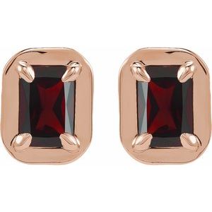 14K Rose Gold Natural Mozambique Garnet Stud Earrings – image 2