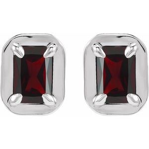 14K White Gold Natural Mozambique Garnet Stud Earrings – image 2