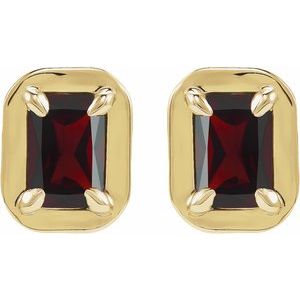 14K Yellow Gold Natural Mozambique Garnet Stud Earrings – image 2
