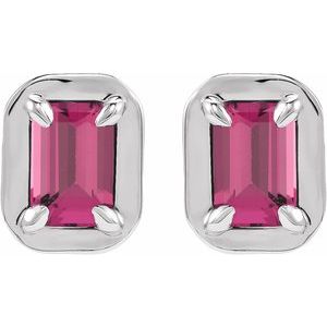 Sterling Silver Natural Pink Tourmaline Stud Earrings – image 2