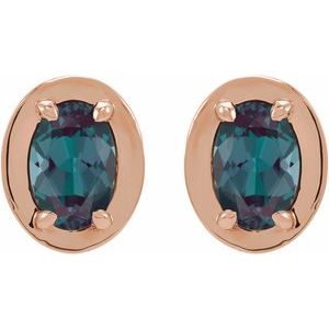 14K Rose Gold Lab-Grown Alexandrite Stud Earrings – image 2
