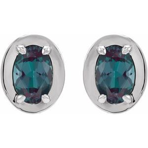 14K White Gold Lab-Grown Alexandrite Stud Earrings – image 2