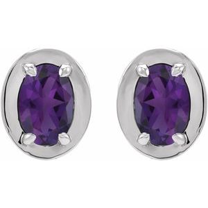 Platinum Natural Amethyst Stud Earrings – image 2
