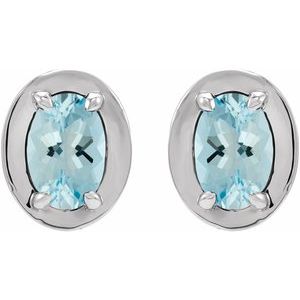 14K White Gold Natural Aquamarine Stud Earrings – image 2