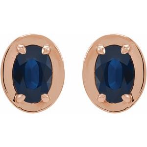 14K Rose Gold Lab-Grown Blue Sapphire Stud Earrings – image 2
