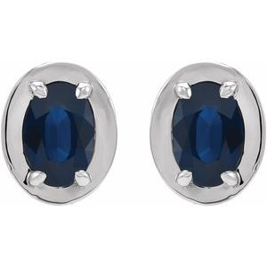14K White Gold Lab-Grown Blue Sapphire Stud Earrings – image 2