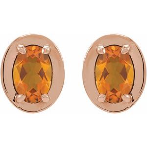 14K Rose Gold Natural Citrine Stud Earrings – image 2