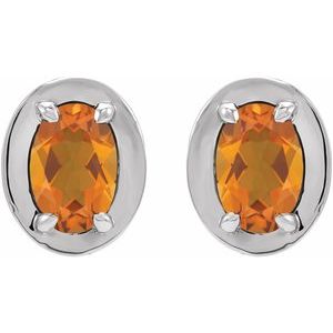 14K White Gold Natural Citrine Stud Earrings – image 2