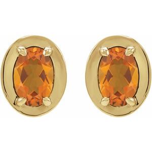 14K Yellow Gold Natural Citrine Stud Earrings – image 2