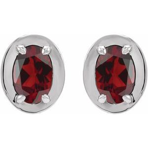 Platinum Natural Mozambique Garnet Stud Earrings – image 2