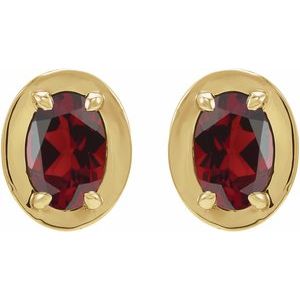 14K Yellow Gold Natural Mozambique Garnet Stud Earrings – image 2