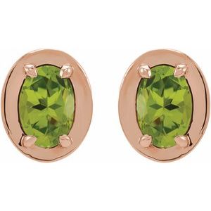 14K Rose Gold Natural Peridot Stud Earrings – image 2