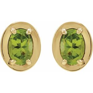 14K Yellow Gold Natural Peridot Stud Earrings – image 2