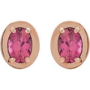 14K Rose Gold Natural Pink Tourmaline Stud Earrings – image 2