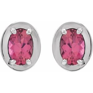 Sterling Silver Natural Pink Tourmaline Stud Earrings – image 2