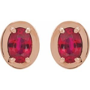 14K Rose Gold Lab-Grown Ruby Stud Earrings – image 2