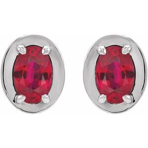 14K White Gold Lab-Grown Ruby Stud Earrings – image 2