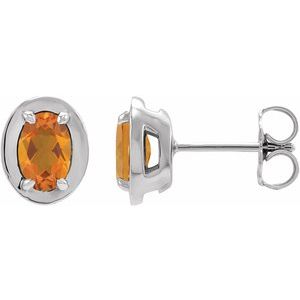 Platinum Natural Citrine Stud Earrings