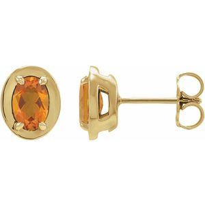14K Yellow Gold Natural Citrine Stud Earrings
