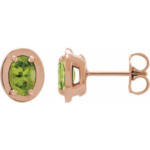 14K Rose Gold Natural Peridot Stud Earrings