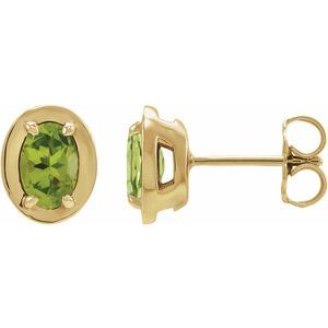 14K Yellow Gold Natural Peridot Stud Earrings