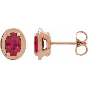 14K Rose Gold Lab-Grown Ruby Stud Earrings