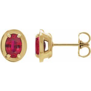 14K Yellow Gold Lab-Grown Ruby Stud Earrings