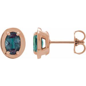 14K Rose Gold Lab-Grown Alexandrite Stud Earrings
