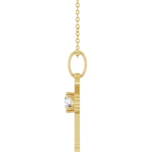 10K Yellow Gold 4.2 mm Round Accented Cross 18" Necklace Mounting – image 5