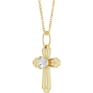 14K Yellow Gold 1/4 CT Lab-Grown Diamond Cross 18" Necklace – image 2
