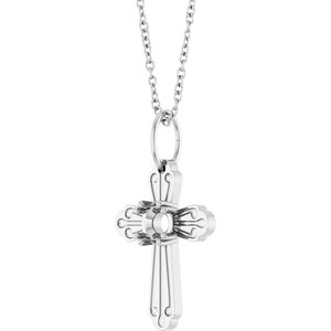 14K White Gold 4.2 mm Round Accented Cross 18" Necklace Mounting – image 4