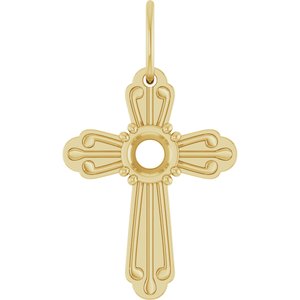 14K Yellow Gold 4.2 mm Round Cross Pendant Mounting – image 2