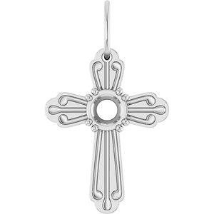 Sterling Silver 4.2 mm Round Cross Pendant Mounting – image 2