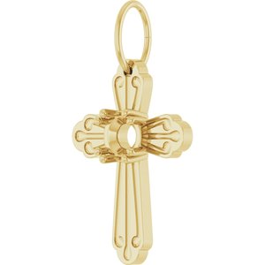10K Yellow Gold 4.2 mm Round Cross Pendant Mounting – image 4