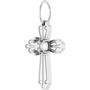 Sterling Silver 4.2 mm Round Cross Pendant Mounting – image 4