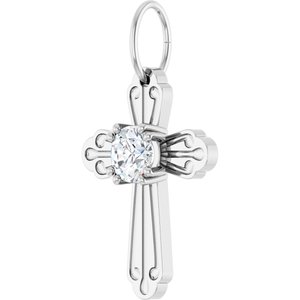 Sterling Silver 1/4 CT Lab-Grown Diamond Cross Pendant – image 2