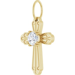 14K Yellow Gold 1/4 CT Natural Diamond Cross Pendant – image 2