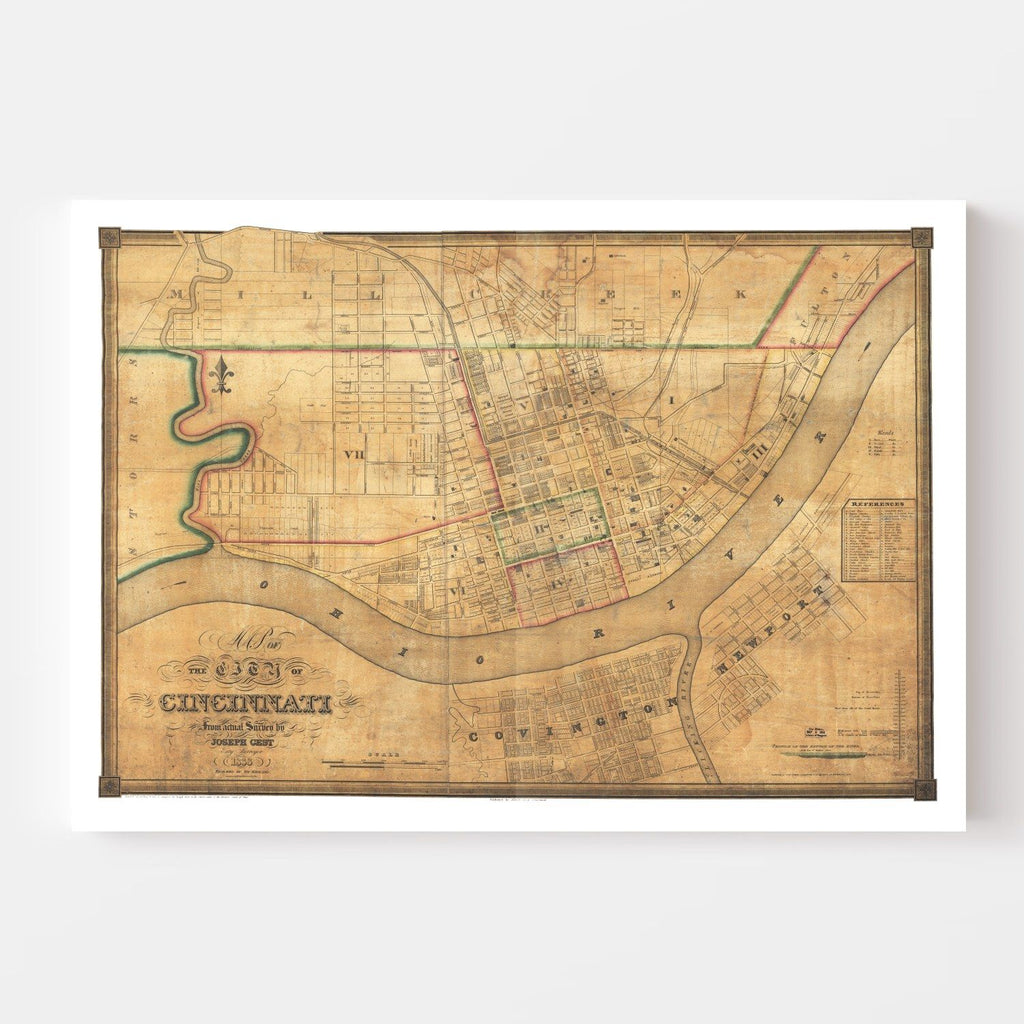 Vintage Map of Cincinnati, Ohio 1838