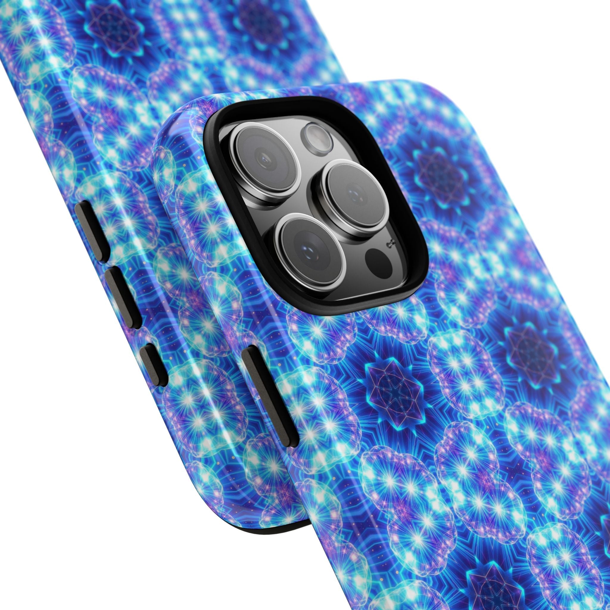 Blue Mandalas with Neon Lights Tough Phone Cases
