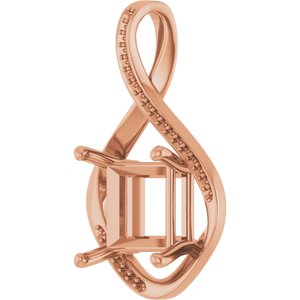 18K Rose Gold 10x10 mm Square Pendant Mounting – image 4