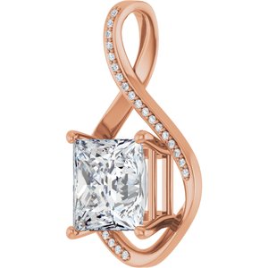 14K Rose Gold 10x10 mm Square Pendant Mounting – image 3